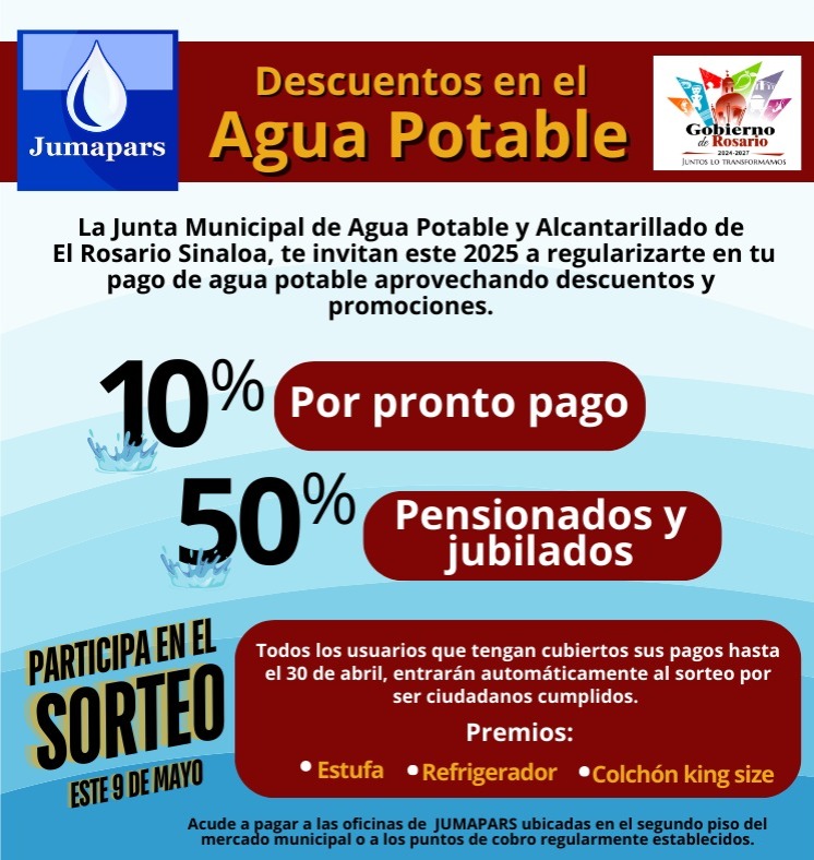 JUMAPARS pide aprovechar descuentos por pronto pago